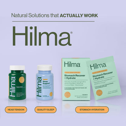 Hilma Natural Tension Headache Relief, Supplements with Magnesium, Boswellia and Feverfew, 50 Vegan Capsules - Maple Wellness Supplements