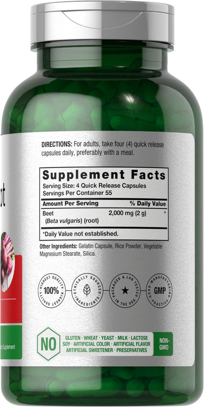 Horbäach Beet Root Powder Capsules | 220 Pills | Herbal Extract | Non-GMO, Gluten Free Supplement - Maple Wellness Supplements