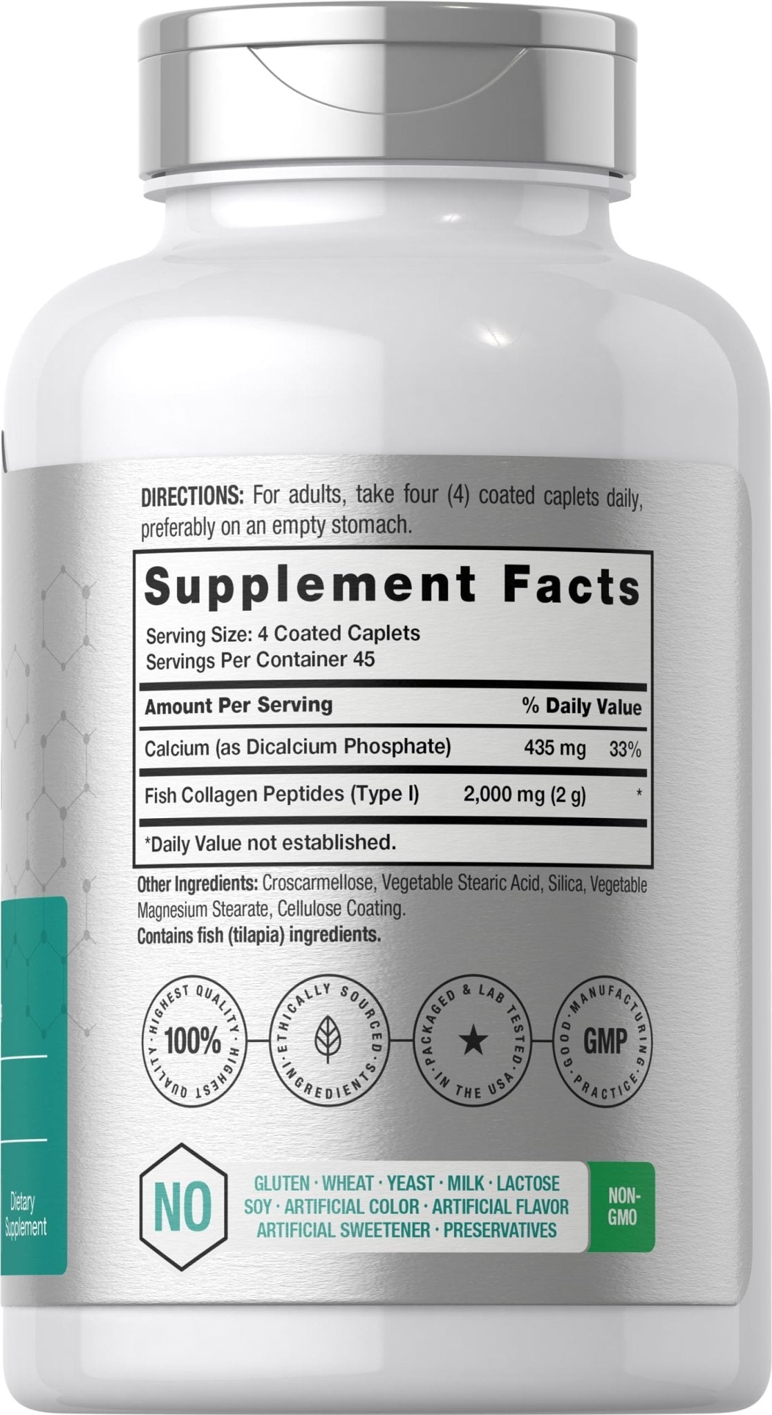 Horbäach Marine Collagen Peptides 2000mg | 180 Caplet Capsules | Type 1 with Calcium | Non-GMO, Gluten Free Supplement - Maple Wellness Supplements