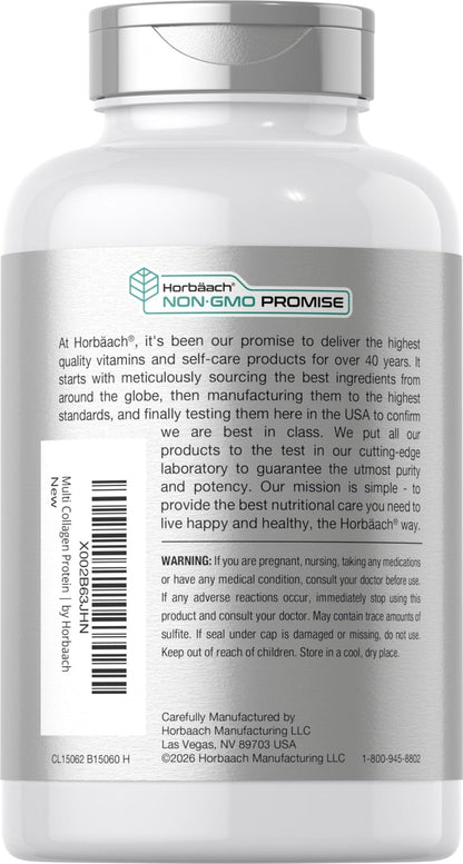 Horbäach Multi Collagen Protein 2000 mg | 180 Capsules | Hydrolyzed Collagen Type I, II, III, V, X | Keto & Paleo Friendly, Non-GMO, Gluten Free Supplement - Maple Wellness Supplements
