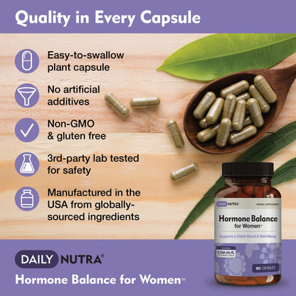 Hormone Balance for Women - Natural Mood Supplement - PMS Relief and Menopause Support | Featuring Clinically Studied KSM-66 Ashwagandha (90 Capsules) - Maple Wellness Supplements