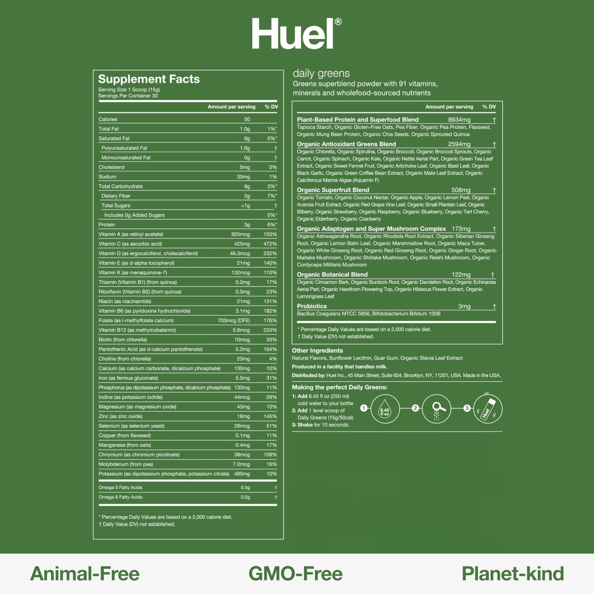 Huel Daily Greens | Superfood Greens Powder | 91 Vitamins, Minerals, and Wholefood - Maple Wellness Supplements