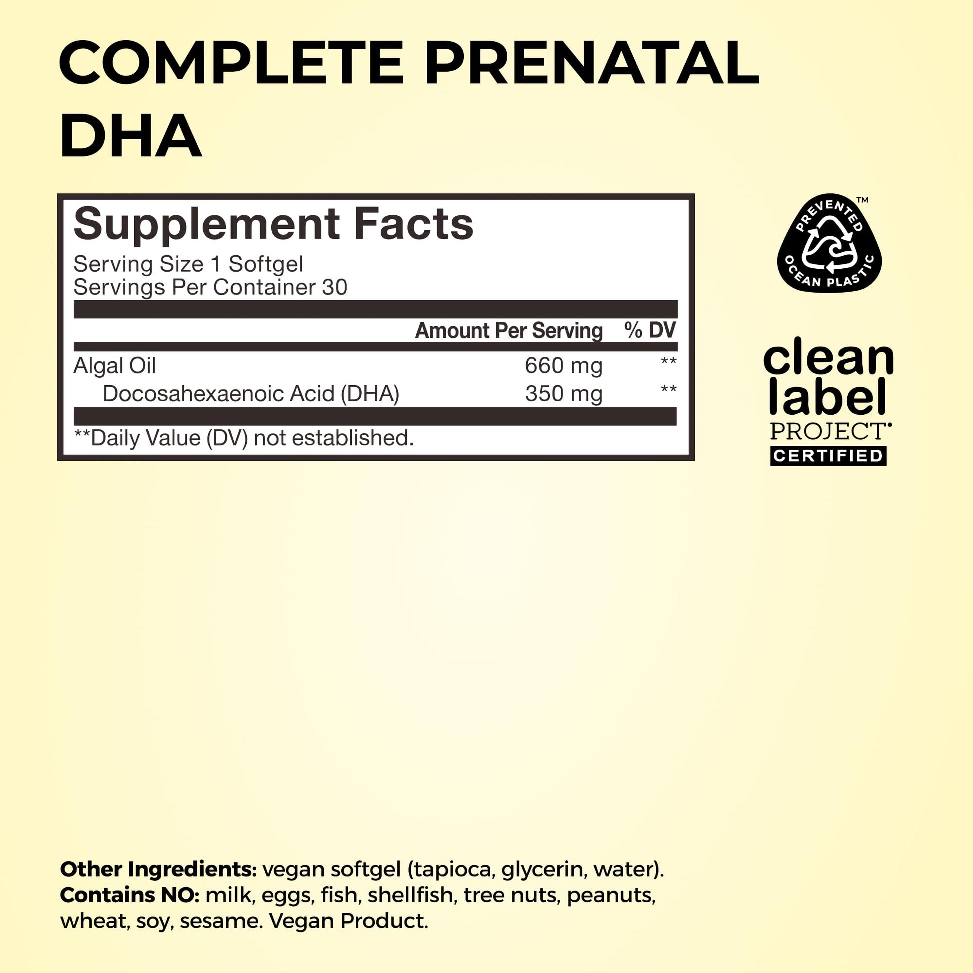 HUM Complete Prenatal Multivitamin for Women with Folate, DHA, and Choline, 23 Nutrients for Daily Support, Gluten Free, Non GMO Supplement for Pre, During, and Post Pregnancy, 30 Vegan Capsules - Maple Wellness Supplements