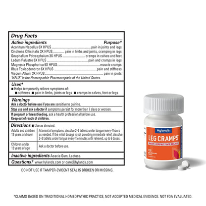 Hyland's Leg Cramps, Relief of Leg, Calf, Charley Horses, and Foot Cramps, 100 Quick-Dissolving Tablets 3-Pack (300 Total) - Maple Wellness Supplements
