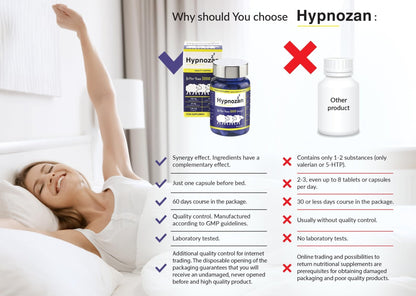 Hypnozan. 60 Easy Nights in Every Pack - 60 Capsules, Just One Before Bed. Natural - Maple Wellness Supplements