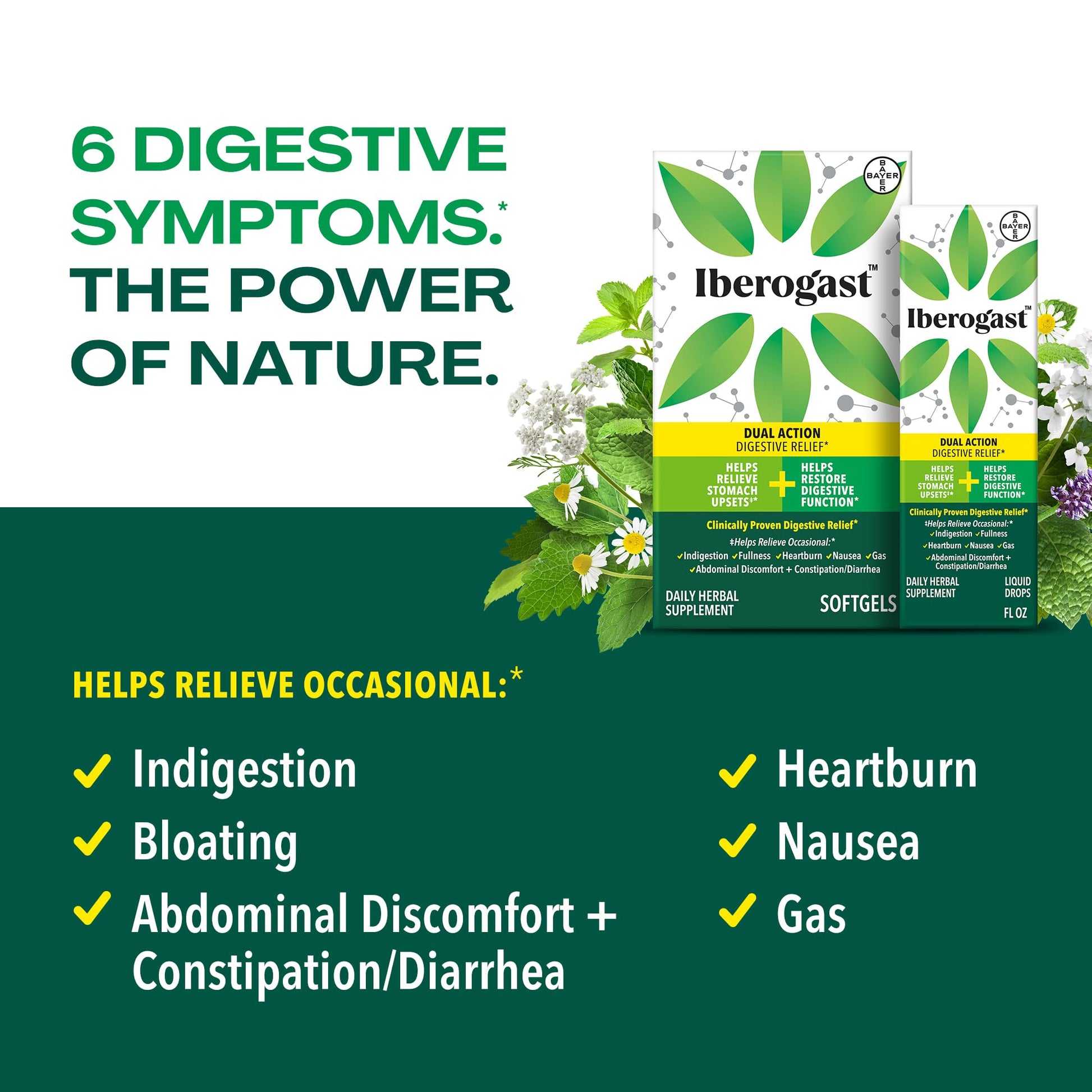 Iberogast Softgels, Herbal Relief of Stomach Upsets: Occasional Indigestion, Bloating, Gas, Nausea, Upset Stomach; 6-Herb Blend with Iberis Amara, - Maple Wellness Supplements