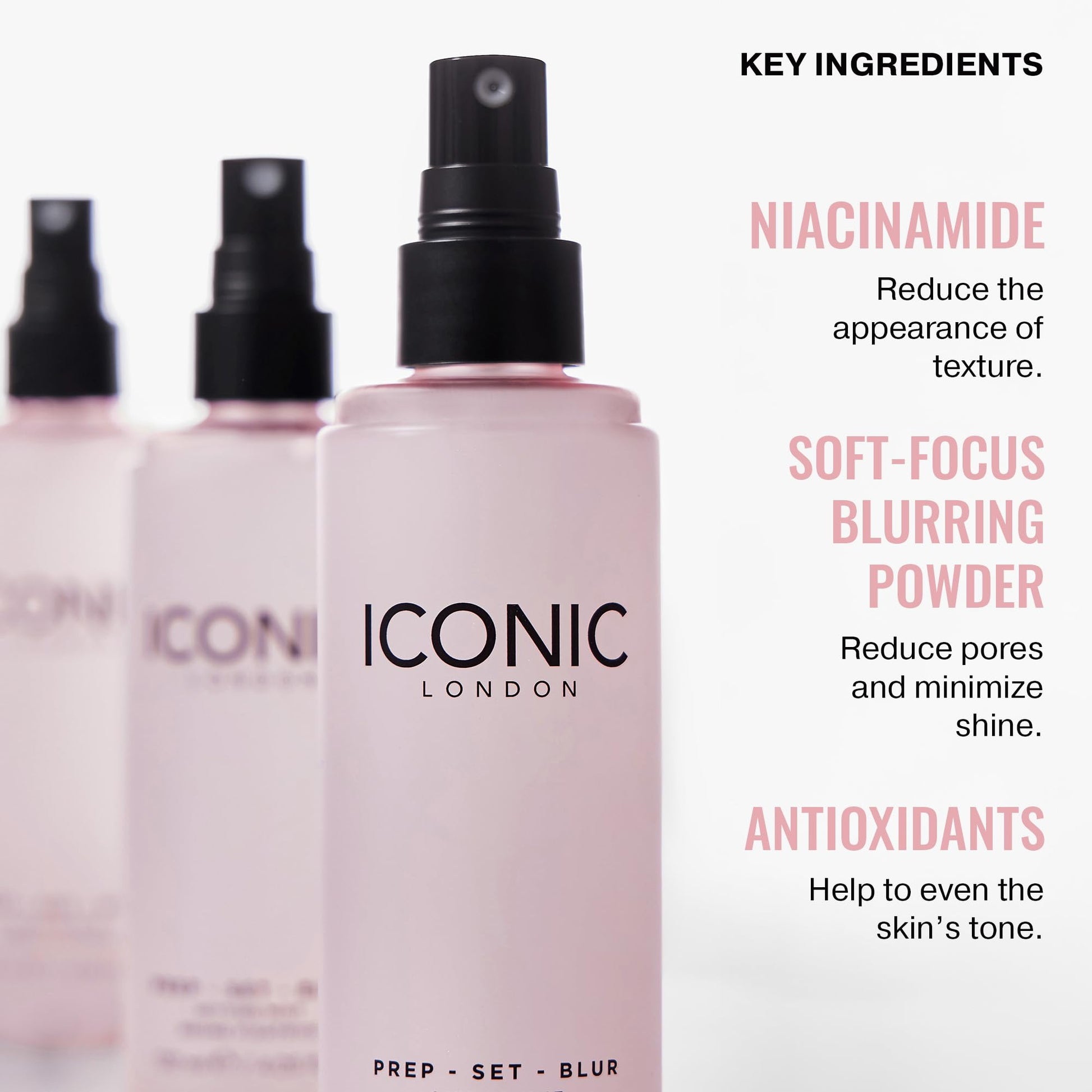 ICONIC LONDON Prep Set Blur Setting Spray | Makeup Fixing Spray, Blurs Imperfections and Gives Skin a Radiant Glow, Vegan Makeup, 120 mL / 4.05 Fl Oz. - Maple Wellness Supplements