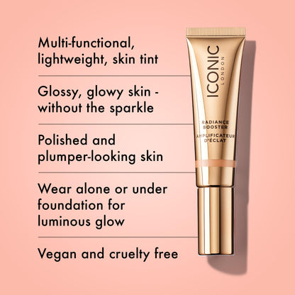 ICONIC LONDON Radiance Booster | Liquid Radiance Lightweight Skin Tint for a Glowy Makeup Look, Cruelty Free, Vegan Makeup (Champagne Glow) 30 mL/ 1.01 Fl Oz - Maple Wellness Supplements