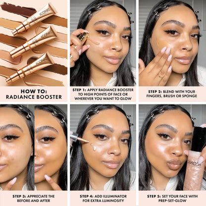 ICONIC LONDON Radiance Booster | Liquid Radiance Lightweight Skin Tint for a Glowy Makeup Look, Cruelty Free, Vegan Makeup (Honey Glow) 30 mL/ 1.01 Fl Oz - Maple Wellness Supplements