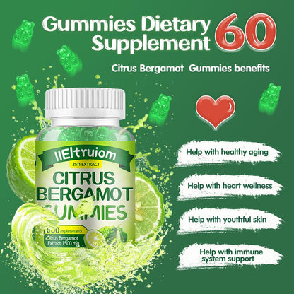 IIEltruiom Citrus Bergamot 1500mg, Citrus Bergamot Gummies for Healthy Cholesterol, Bergamot Supplements 25:1 Extract from Italy Bergamot, - Maple Wellness Supplements