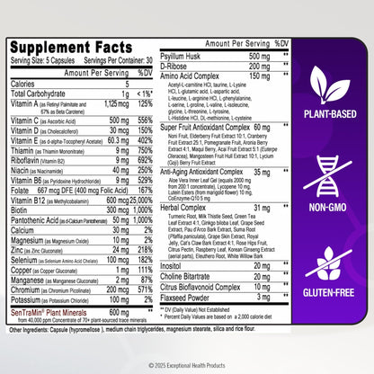 Immuno 150, Immune Support Supplement, Packed with 70 Plant Minerals, 13 Essential Vitamins and 68 Additional Nutrients-150 Vegetable Capsules- Immune Boost for All Age Groups - Maple Wellness Supplements