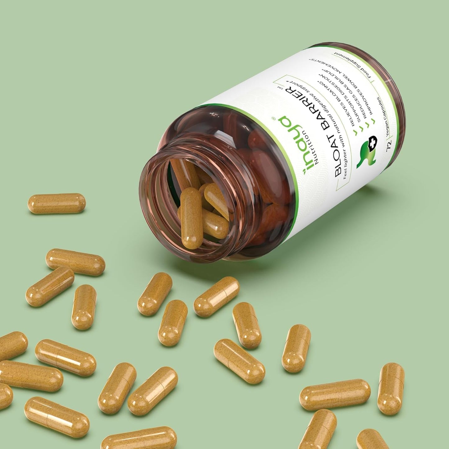 Inaya Nutrition BloatBarrier 72 Capsules - Natural Digestion and Bloating Supplement for Stomach Bloating Relief, Gas Reduction, and Improved Bowel Movements - Maple Wellness Supplements