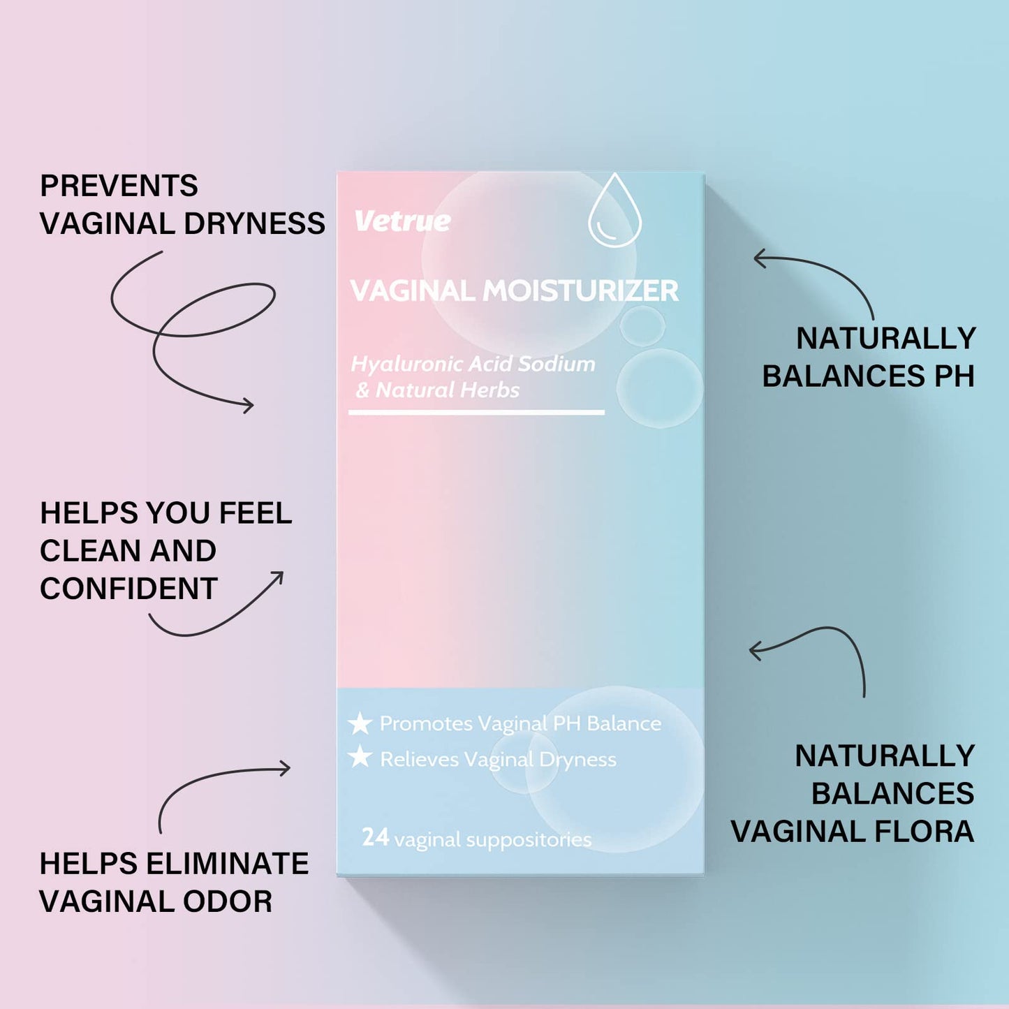 Intimate Moisturizer, Vaginal Suppository for Dryness & Discomfort, Feminine Long Lasting Hydration Support with Hyaluronic Acid and Natural Herbs - PH Balance, Estrogen and Drug Free (24 Inserts) - Maple Wellness Supplements