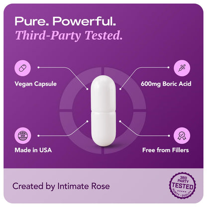 Intimate Rose Boric Acid Vaginal Suppositories, 14 Count for Feminine Deodorizing & Freshness - Vegan Capsules - Maple Wellness Supplements