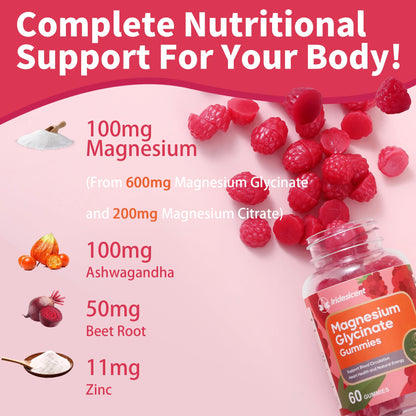 IRIDESICENT Magnesium Glycinate Gummies, Sugar Free Magnesium Supplement w/Ashwagandha, Zinc, Vegan Magnesium Glycinate Supplement for Adults - Maple Wellness Supplements