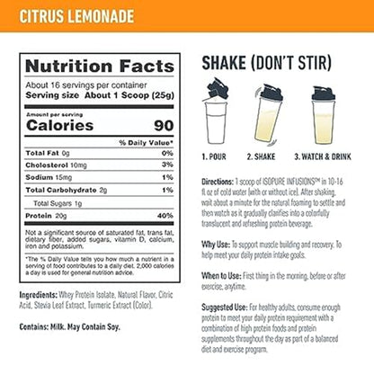 Isopure Protein Powder, Clear Whey Isolate Protein, Post Workout Recovery Drink Mix - Maple Wellness Supplements