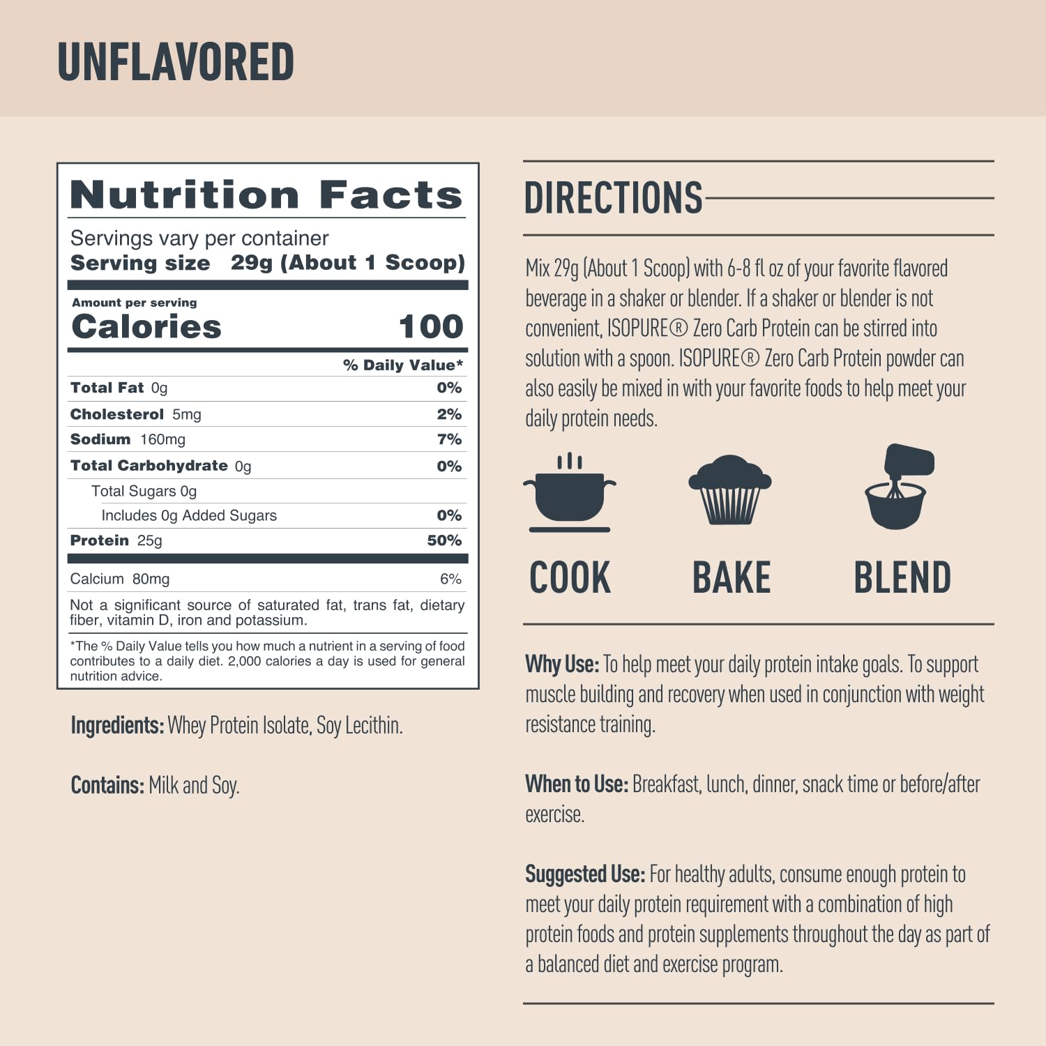 Isopure Unflavored Protein, 25g Whey Isolate, Zero Carb & Keto Friendly, 47 Servings - Maple Wellness Supplements