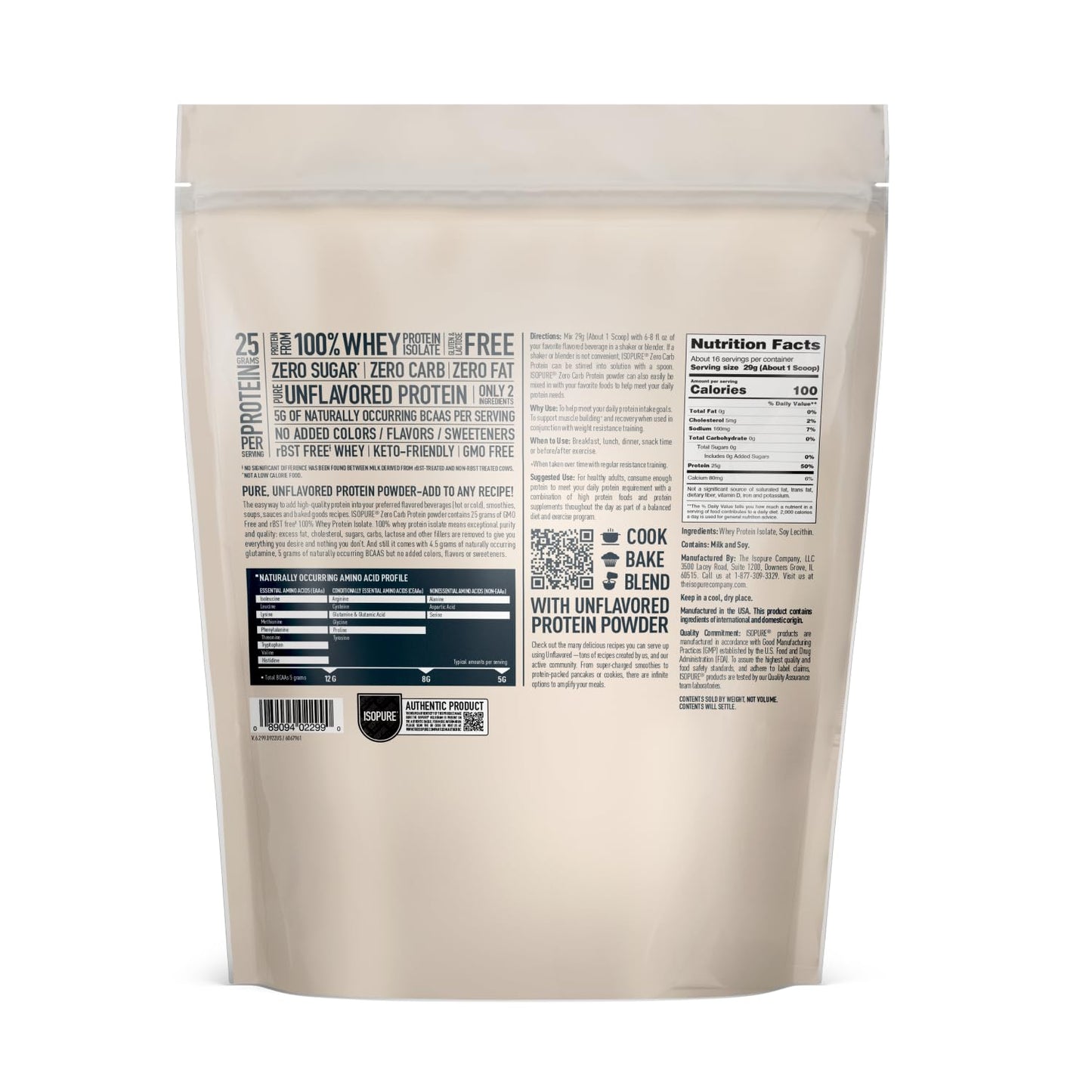 Isopure Unflavored Protein, Whey Isolate, 25g Protein, Zero Carb & Keto Friendly - Maple Wellness Supplements