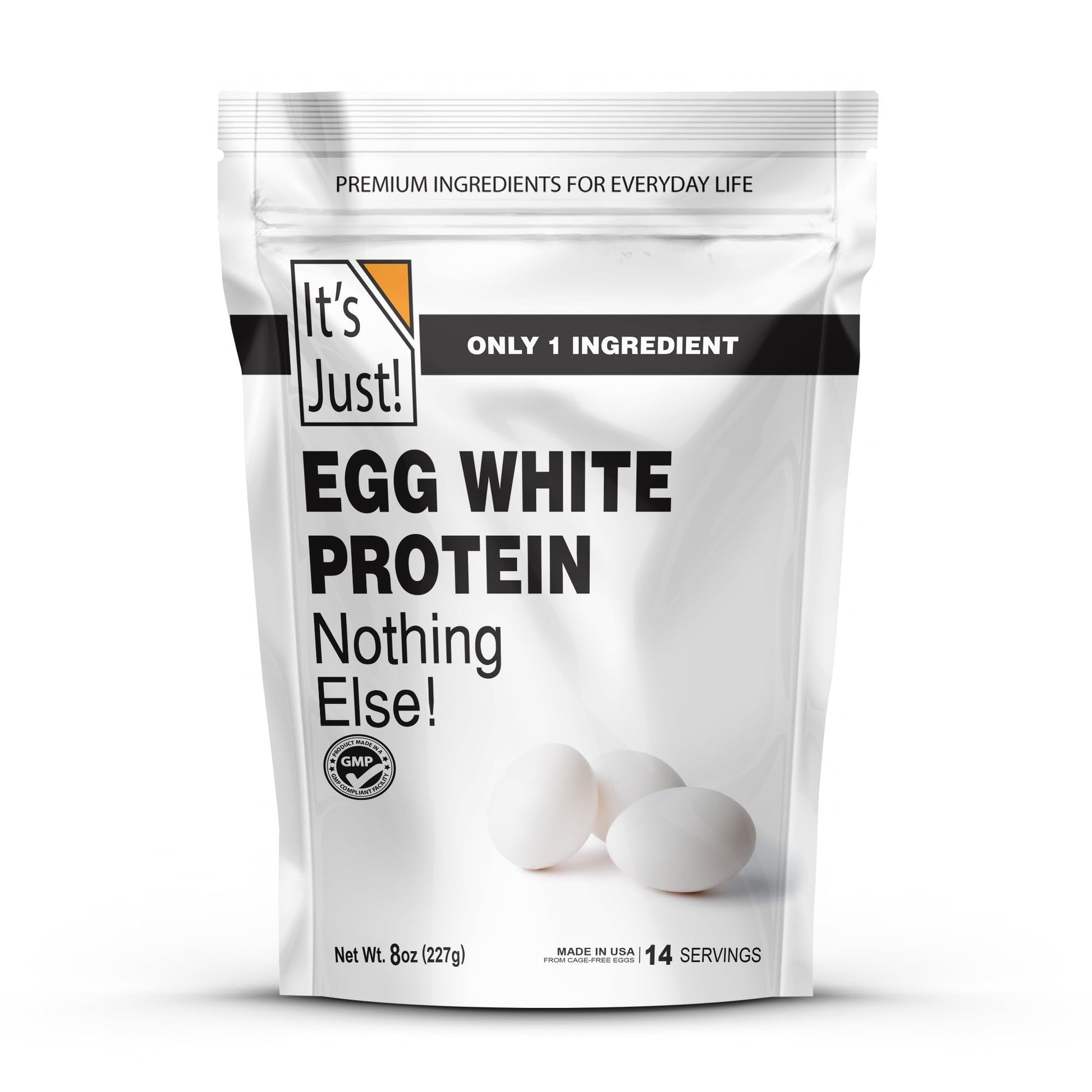 It's Just! - Egg White Protein Powder, Made in USA from Cage-Free Eggs, Dried Egg Whites (Unflavored, 8oz) - Maple Wellness Supplements