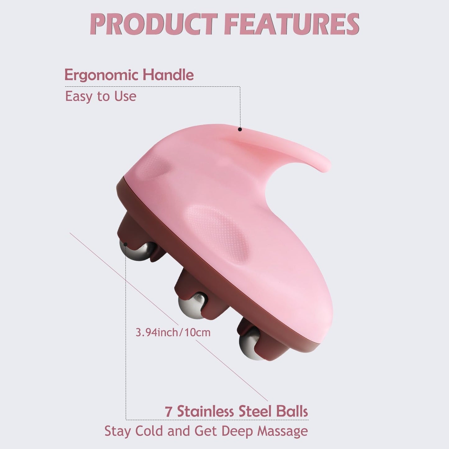 iunxkmi Lymphatic Massage Roller for Cellulite Remover Body Sculpting - Handheld Cellulite Massage Tool for Body Bloat Blood Circulation Lymphatic Drainage Pink - Maple Wellness Supplements
