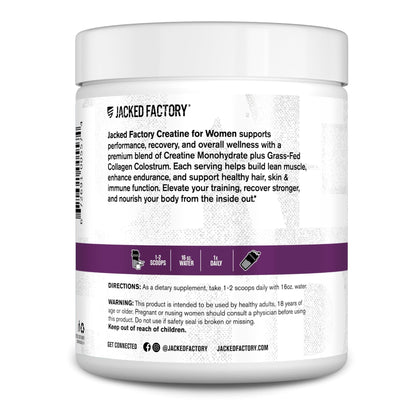 Jacked Factory Creatine for Women - Creatine Monohydrate with Collagen + Colostrum to Support Workout Performance, Lean Muscle Growth, Healthy Hair, Skin, - Maple Wellness Supplements