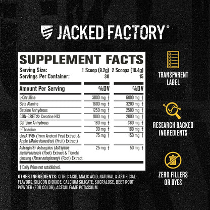 Jacked Factory Nitrosurge Build Pre Workout with Creatine for Muscle Building - Con Cret Creatine Powder & elevATP for Intense Energy, Powerful Pump - Maple Wellness Supplements