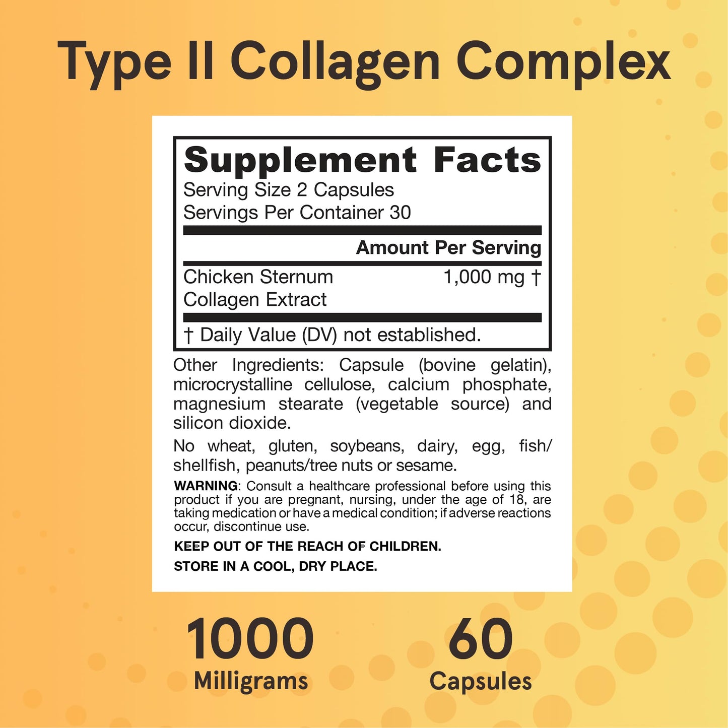 Jarrow Formulas® Type II Collagen Complex 1000 mg Supplements, Supports Skin and Joint Health, 60 Capsules, 30 Day Supply - Maple Wellness Supplements