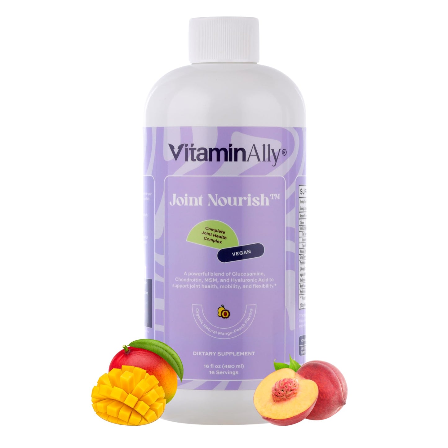 Joint Nourish – 100% Vegan Liquid Joint Supplement | Vegan Glucosamine, Chondroitin, MSM, Hyaluronic Acid & Vitamin C | Mango-Peach | Supports Joint Mobility, Cartilage & Skin | Sugar-Free,16 Servings - Maple Wellness Supplements