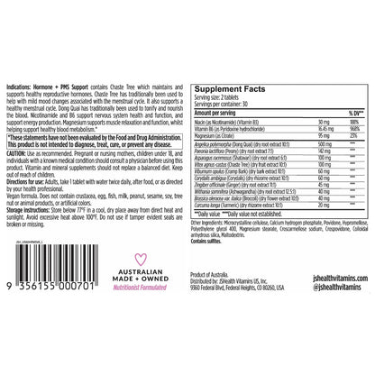 JSHealth Vitamins Hormone Balance for Women and PMS Support Supplement - Premenstrual Symptom Relief with Vitamins B3, B6 & Magnesium (60) - Maple Wellness Supplements