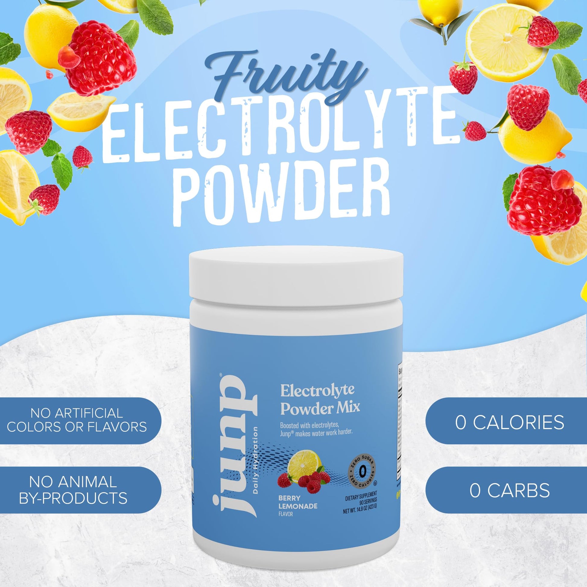 JUNP Electrolytes Powder No Sugar No Carbs – Berry Lemonade Keto Electrolyte Drink Mix - Potassium & Salt Hydration Powder Electrolytes - Zero Calorie Sugar Free Electrolyte Powder, 90 Servings - Maple Wellness Supplements