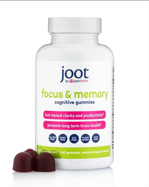 Just Thrive Focus & Memory Gummies – Nootropic Brain Supplement for Clarity, Concentration, Memory Support, & Energy – Citicoline, Lion’s Mane, Vitamin B12 & D3 - Maple Wellness Supplements