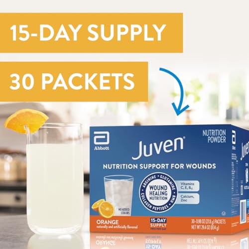 Juven Therapeutic Nutrition Drink Powder Including Collagen Peptides, Amino Acids, and HMB for Wound Healing Support, Orange, 30 Packets - Maple Wellness Supplements