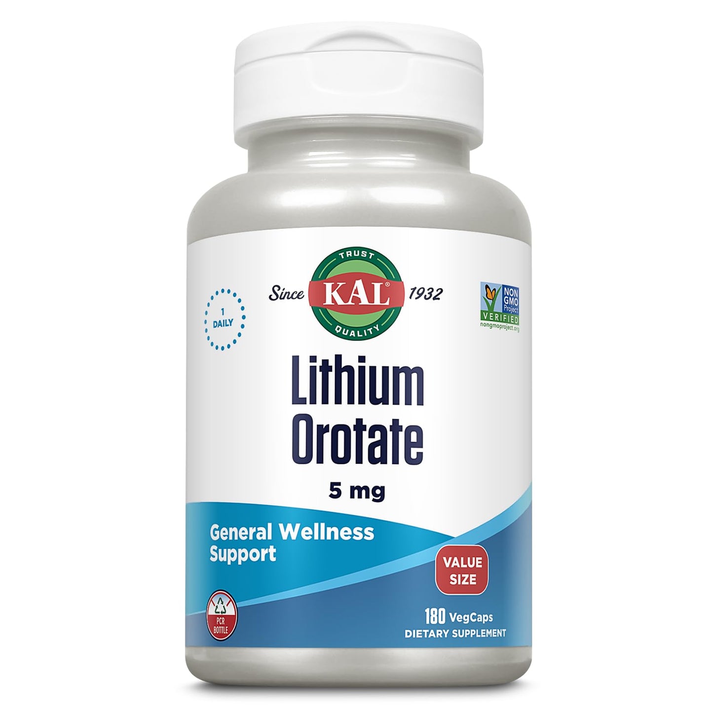 KAL Lithium Orotate 5mg, Low Dose Lithium Supplement for General Wellness Mood Support, Highly Bioavailable, Vegan, 60-Day Guarantee, - Maple Wellness Supplements