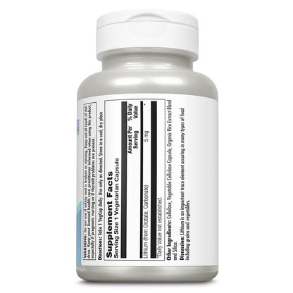 KAL Lithium Orotate 5mg, Low Dose Lithium Supplement for General Wellness Mood Support, Highly Bioavailable, Vegan, 60-Day Guarantee, - Maple Wellness Supplements
