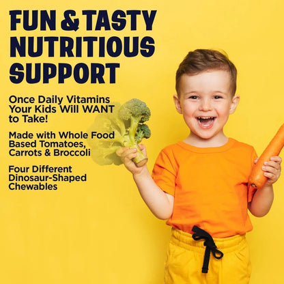 KAL MultiSaurus Kids Chewable Multivitamins, 11 Essential Vitamins and Minerals for Kids, Mixed Berry Flavor, Gluten and Preservative Free - Maple Wellness Supplements