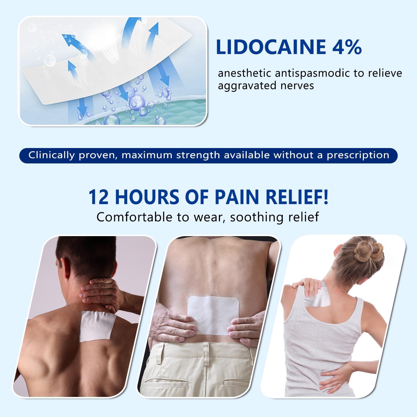 KIbabyDI Professional Lidocaine Pain Relief Patches - 20 Count | 4% Medicated Gel Patches for Targeted Joint & Muscle Comfort | Long-Lasting 12-Hour Relief, Ultra-Flexible Design -lb265 - Maple Wellness Supplements