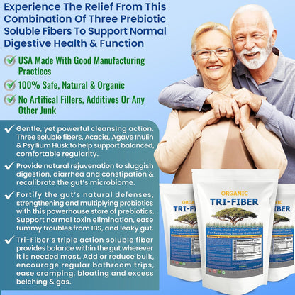 Kidney Restore Tri-Fiber Organic Soluble Fiber Powder, Unflavored High Fiber 3-in-1 - Maple Wellness Supplements