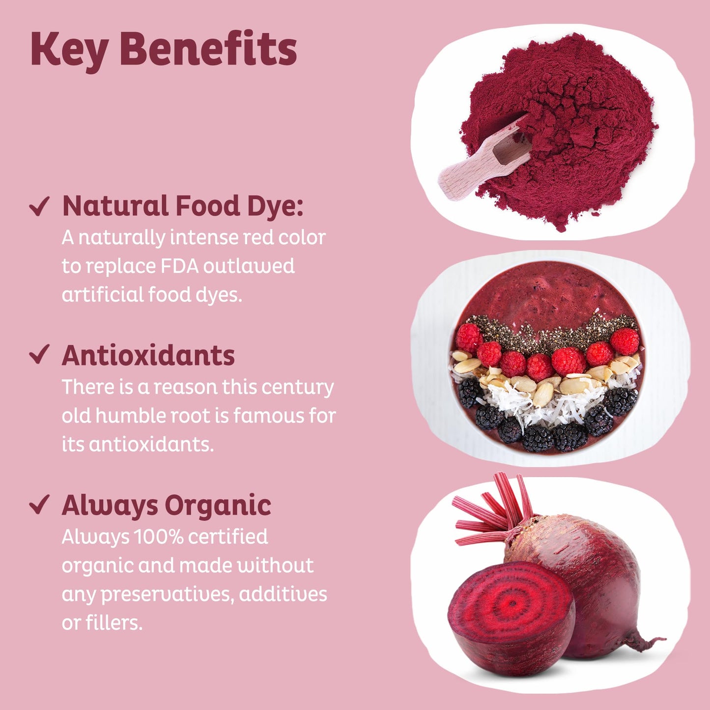 KOS Organic Beet Root Powder, USDA Organic - Natural Nitric Oxide Booster, Superfood Plant Based Beetroot Antioxidant, Supports Active Lifestyle & Healthy Circulation, - Maple Wellness Supplements