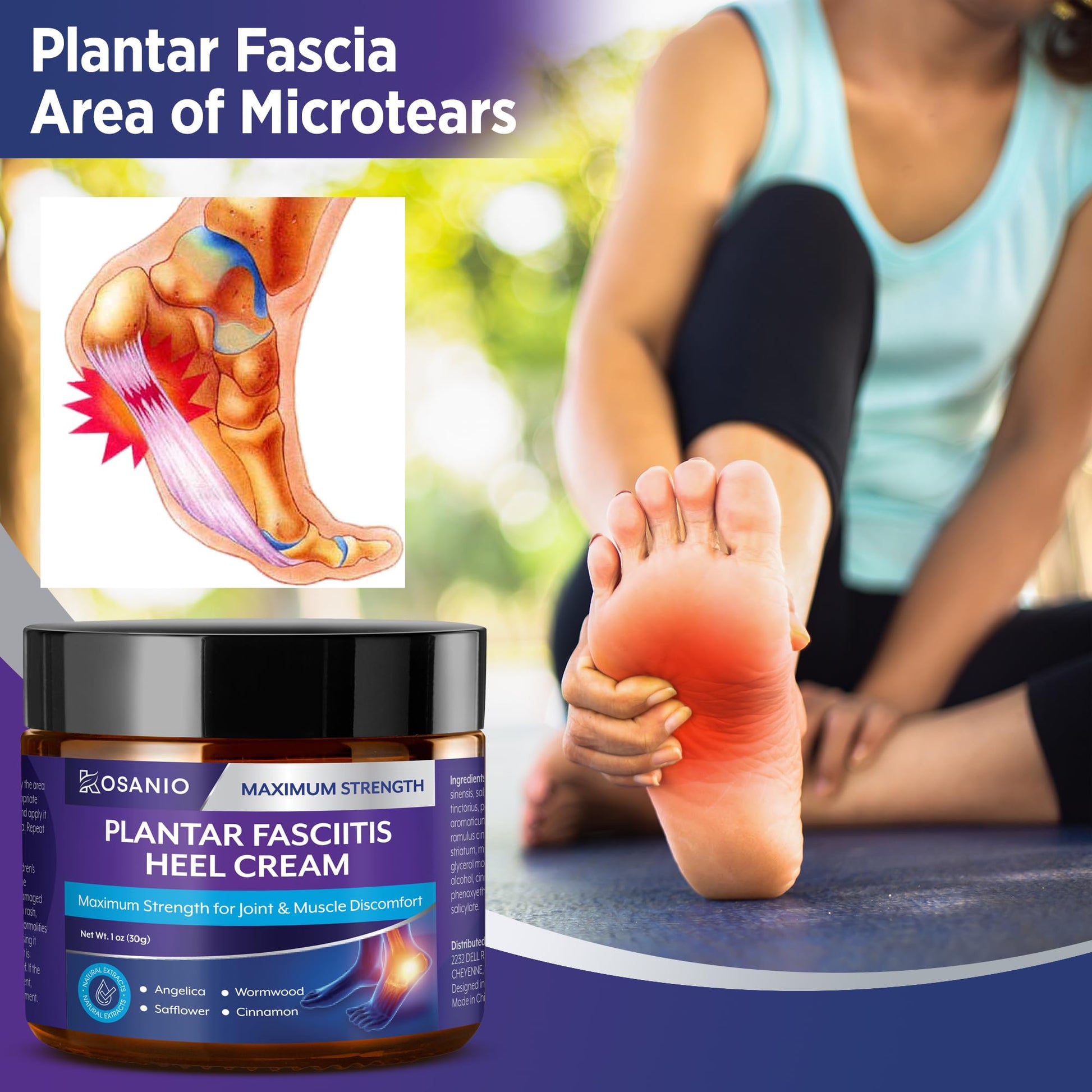KOSANIO Plantar Fasciitis Relief Cream - Heel Discomfort Relief for Plantar Fasciitis, Foot, Knee, Hands, Legs - Natural Herbal Concentrate Formula - (30g / 1 oz (Pack of 1)) - Maple Wellness Supplements