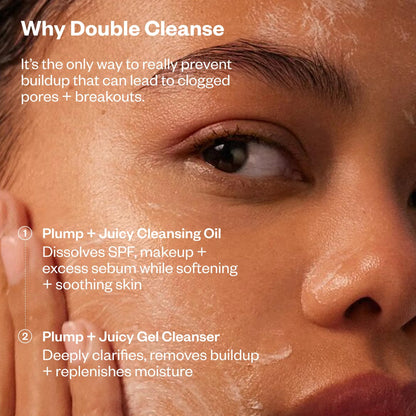 Kosas Mini Plump + Juicy Double Cleansing System — Botanical Oil Cleanser + Gel Cleanser Set, Soap & Sulfate Free, Hydrating Makeup Remover for All Skin Types - Maple Wellness Supplements