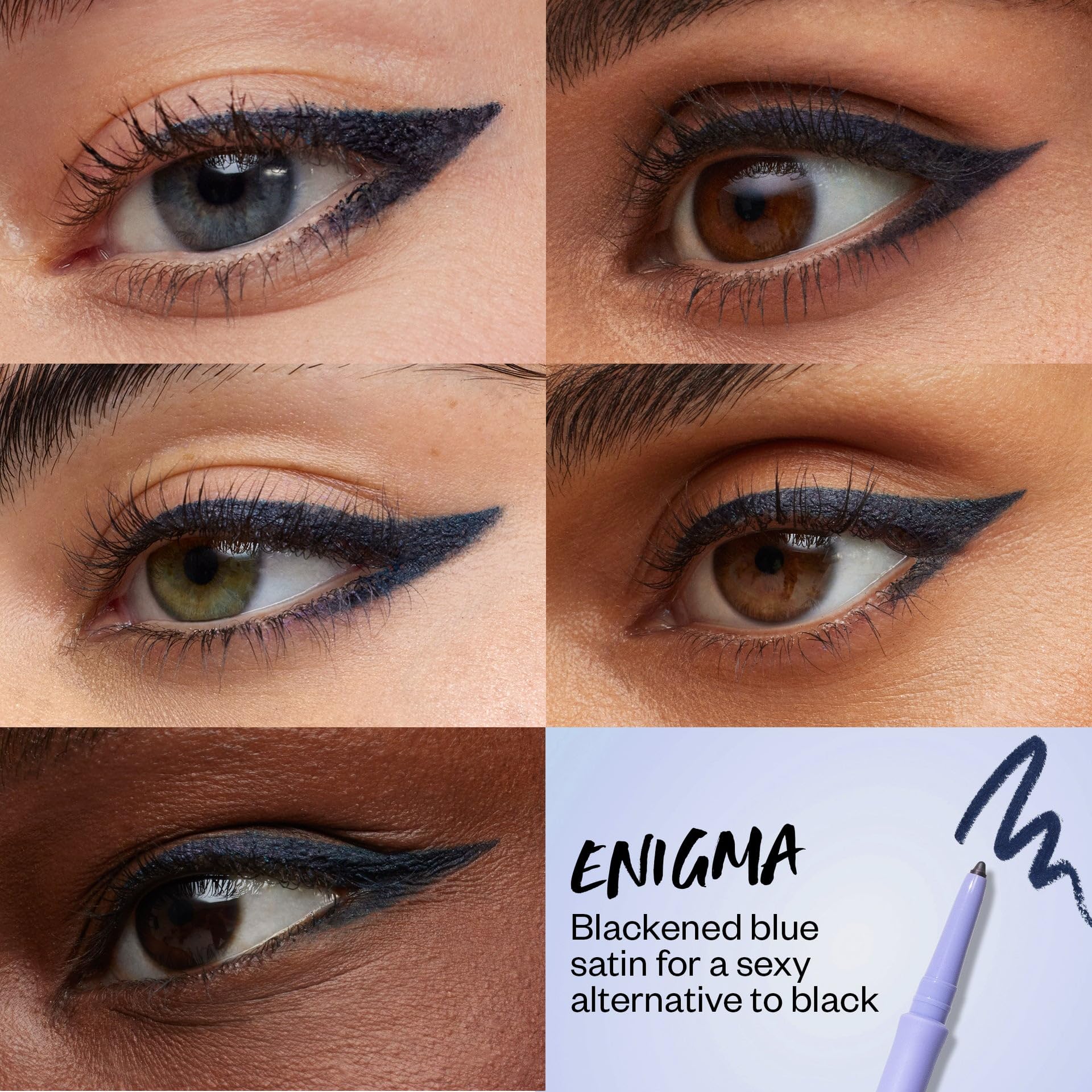 Kosas Soulgazer Gel Eyeliner (Enigma) - Waterproof, Smudge-Proof Pen with Hyaluronic Acid - Retractable Eyeliner Pencil with Sharpener & Smudger, Long-Lasting - Blackened Blue Satin - Maple Wellness Supplements