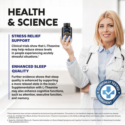 L Theanine 400 mg | L-Theanine Stress Relief | Extra Strength Supplement | Made in USA | Relaxation, Sleep & Calm Support | For Men & Women | Plant Based - Maple Wellness Supplements
