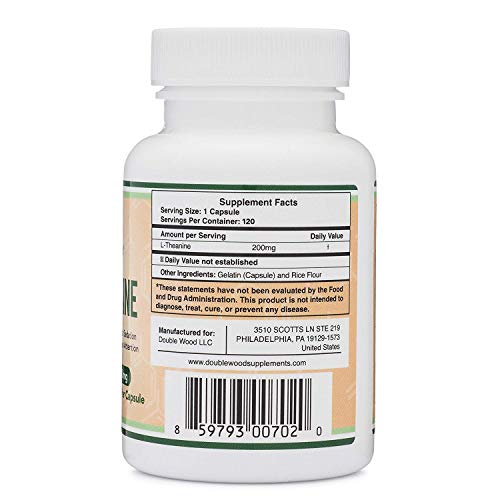 L-Theanine Supplement 200mg, 120 Capsules (Soy Free, Gluten Free, Non-GMO - Maple Wellness Supplements