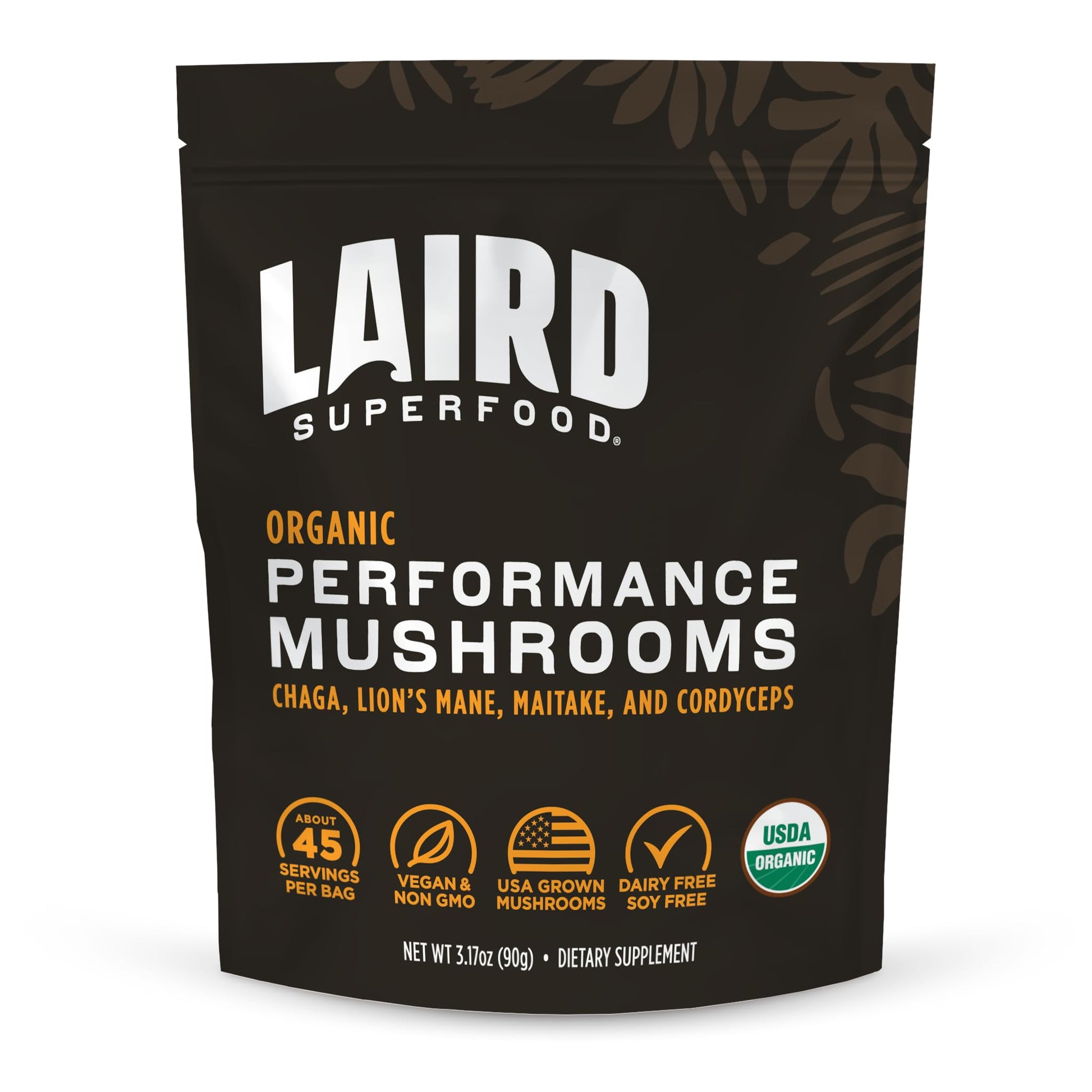Laird Superfood Organic Performance Mushroom Blend with Chaga, Cordyceps, Lion's Mane and Maitake for Energy - Maple Wellness Supplements