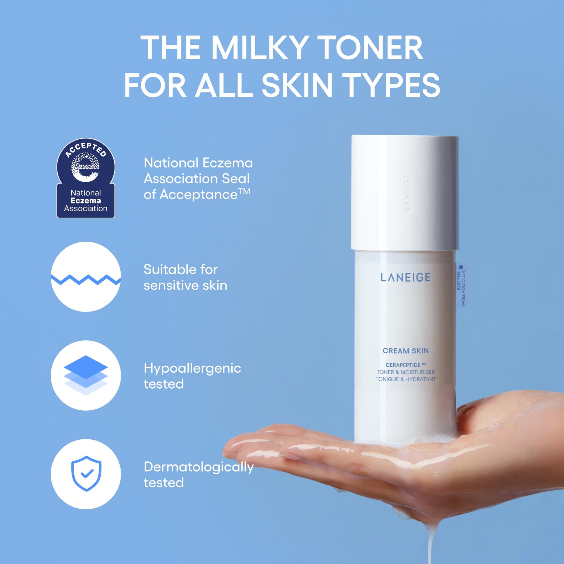 LANEIGE Cream Skin Toner & Moisturizer Mini: Lightweight Refillable Korean Milky Toner with Ceramide - Maple Wellness Supplements
