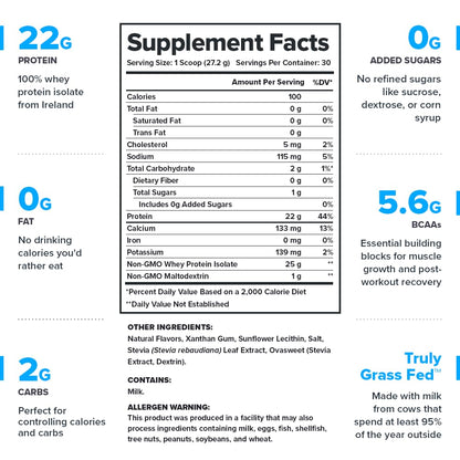 LEGION Whey+ Vanilla Whey Isolate Protein Powder from Grass Fed Cows - Low Carb - Maple Wellness Supplements