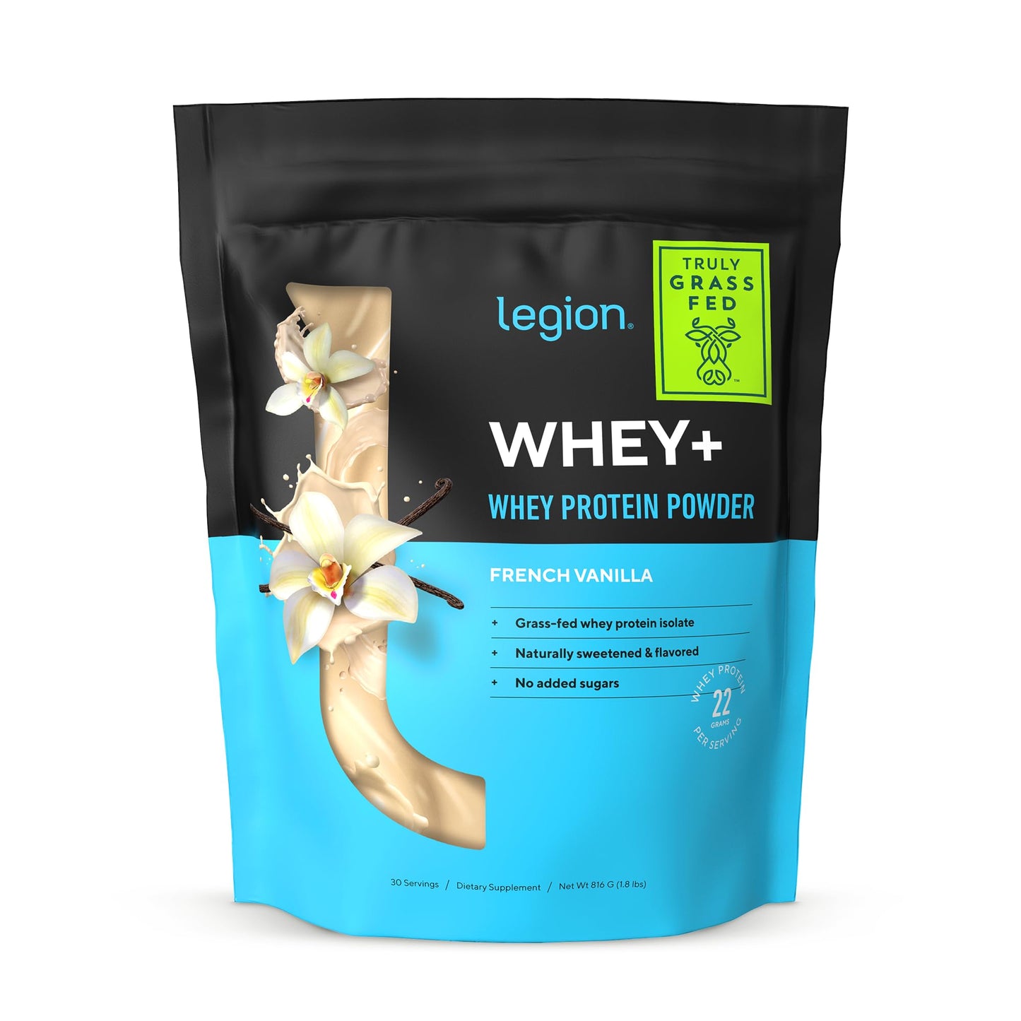 LEGION Whey+ Vanilla Whey Isolate Protein Powder from Grass Fed Cows - Low Carb - Maple Wellness Supplements