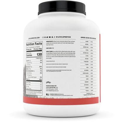 Levels Grass Fed 100% Whey Protein, No Hormones, Strawberry, 5LB - Maple Wellness Supplements