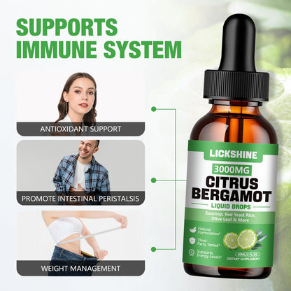 lickshine 2 Pack 3000mg Citrus Bergamot Liquid Drops - High Absorption - Cholesterol Lowering Supplement for Immune Support Anti-Aging, - Maple Wellness Supplements