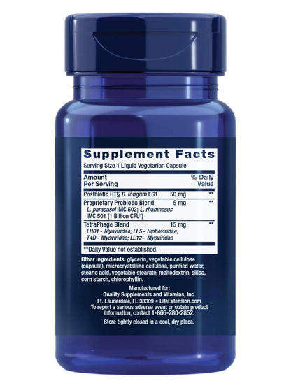 Life Extension FLORASSIST® Probiotic GI with Phage Technology, Digestive Health Supplement, microbiome Balance, Gut Health, Gluten Free, Vegetarian, 30 Capsules - Maple Wellness Supplements